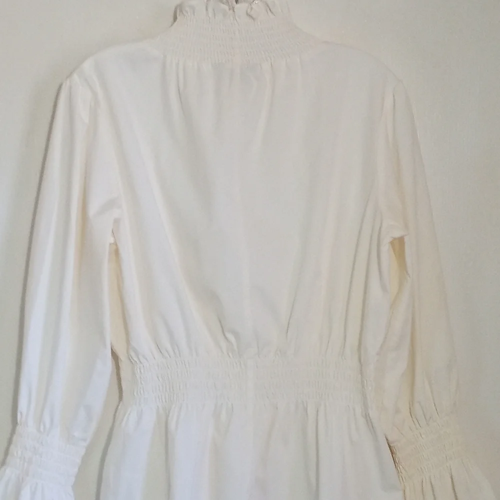 Belle Sky off white Cotton smocked long sleeve top women's size small - Picture 1 of 7